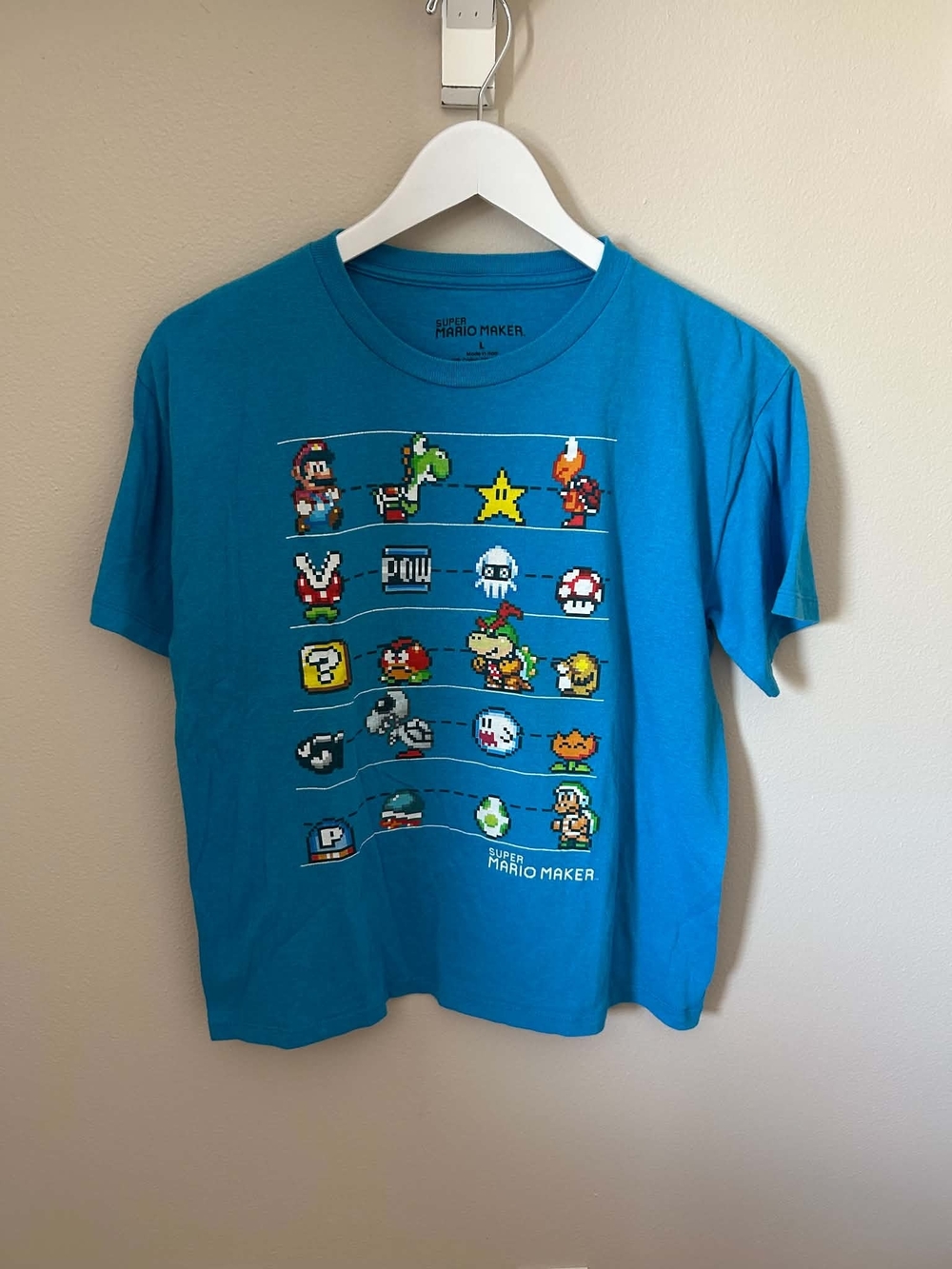 Nintendo Teal Super Mario Maker Pixel Icons Tee
